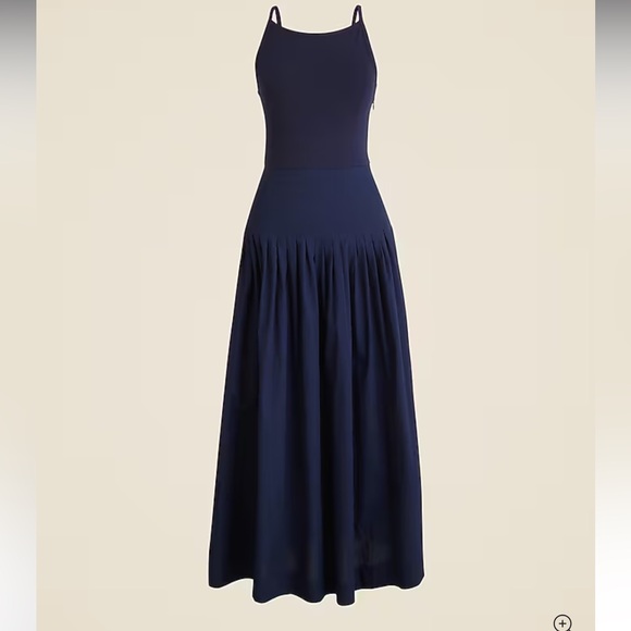 J.CREW Pintuck Mixy Dress Midi Drop Waist Navy Size Medium NWT - Picture 4 of 12